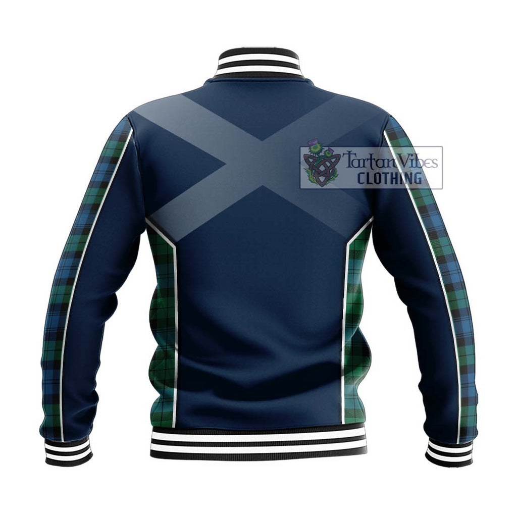 Black Watch Ancient Tartan Baseball Jacket with Family Crest and Lion Rampant Vibes Sport Style - Tartan Vibes Clothing