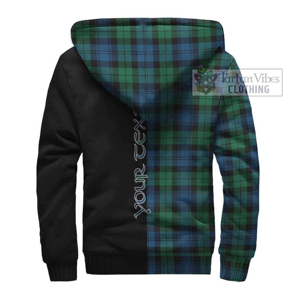 Black Watch Ancient Tartan Sherpa Hoodie with Family Crest and Half Of Me Style - Tartanvibesclothing Shop