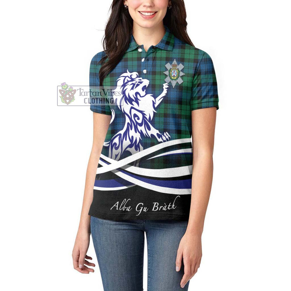 Black Watch Ancient Tartan Women's Polo Shirt with Alba Gu Brath Regal Lion Emblem - Tartanvibesclothing Shop