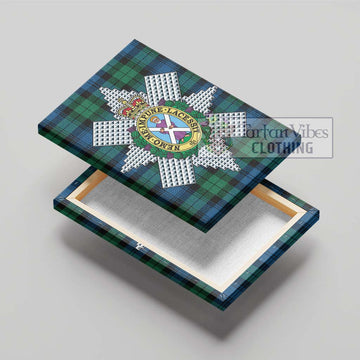 Black Watch Ancient Tartan Canvas Print Wall Art with Family Crest