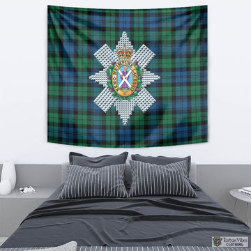 Black Watch Ancient Tartan Tapestry Wall Hanging and Home Decor for Room with Family Crest