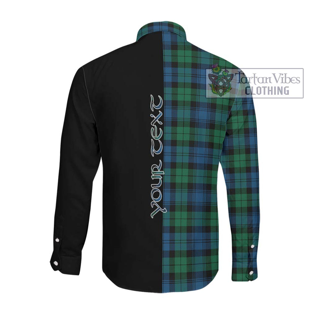 Black Watch Ancient Tartan Long Sleeve Button Shirt with Family Crest and Half Of Me Style Men's Shirt - Tartanvibesclothing Shop