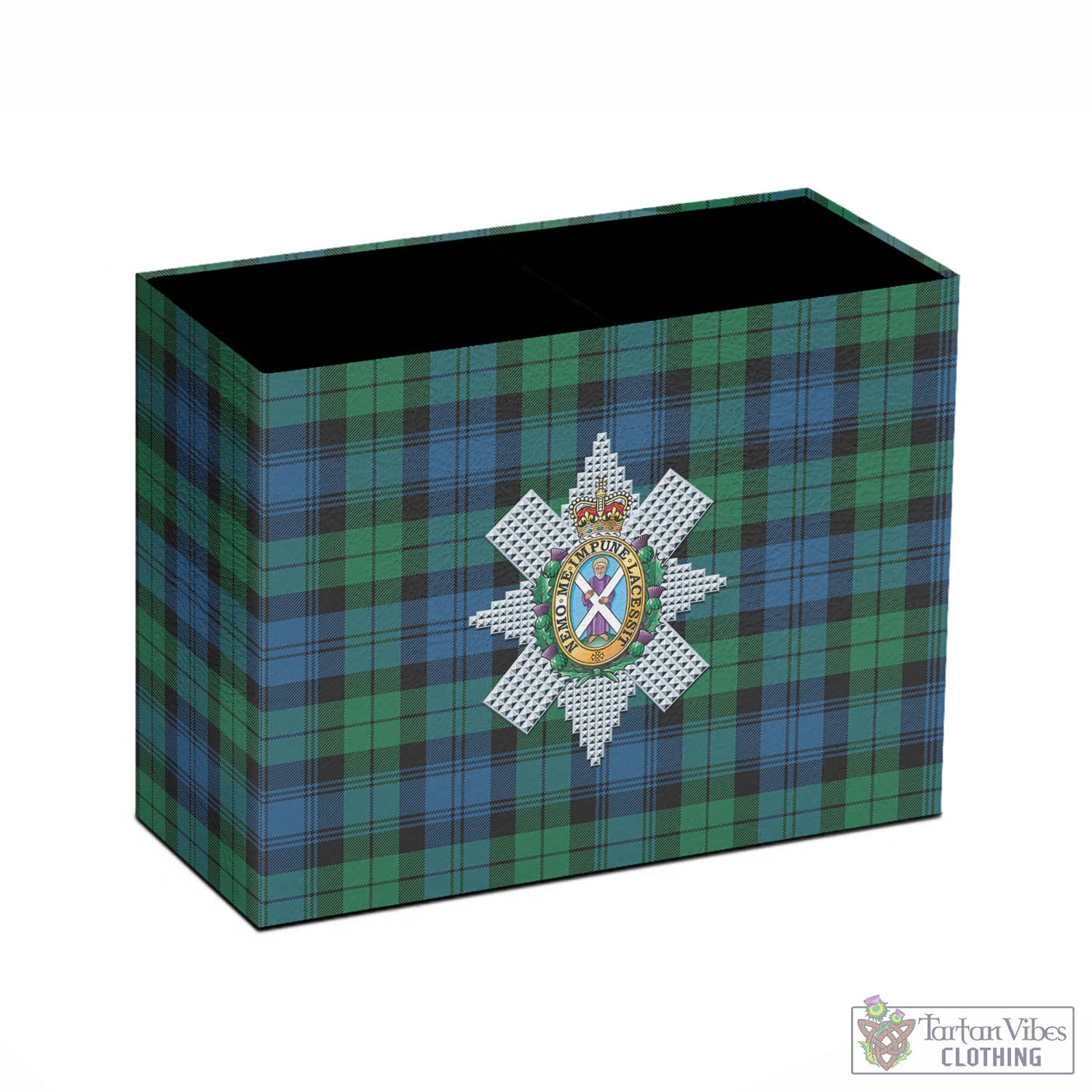 Tartan Vibes Clothing Black Watch Ancient Tartan Pen Holder with Family Crest