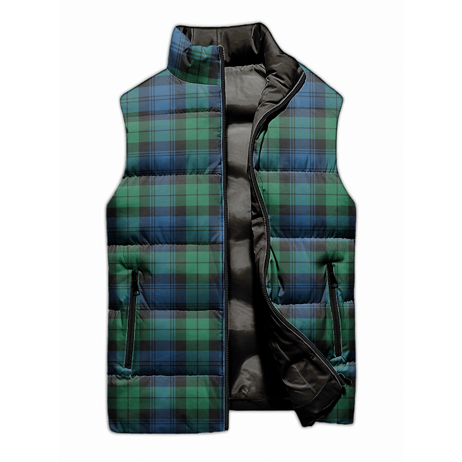 Black Watch Ancient Tartan Sleeveless Puffer Jacket - Tartanvibesclothing