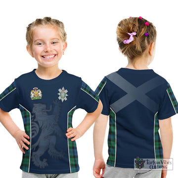 Black Watch Ancient Tartan Kid T-Shirt with Family Crest and Lion Rampant Vibes Sport Style