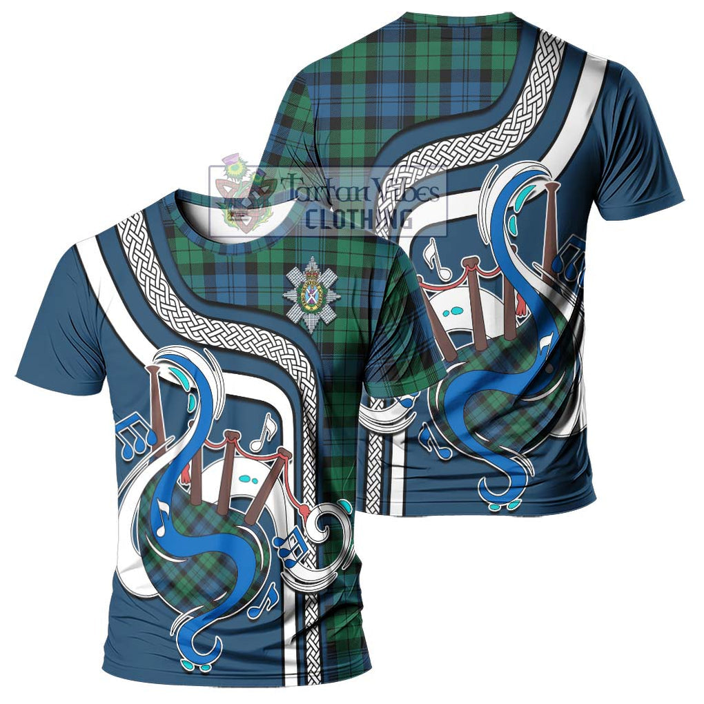 Black Watch Ancient Tartan T-Shirt with Epic Bagpipe Style - Tartanvibesclothing Shop