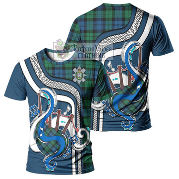 Black Watch Ancient Tartan T-Shirt with Epic Bagpipe Style