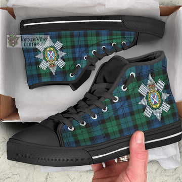 Black Watch Ancient Tartan High Top Shoes with Family Crest