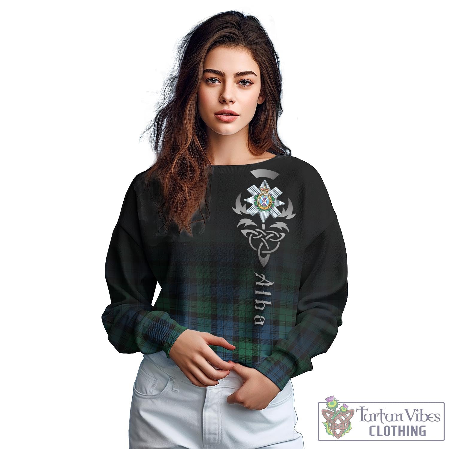 Tartan Vibes Clothing Black Watch Ancient Tartan Sweatshirt Featuring Alba Gu Brath Family Crest Celtic Inspired