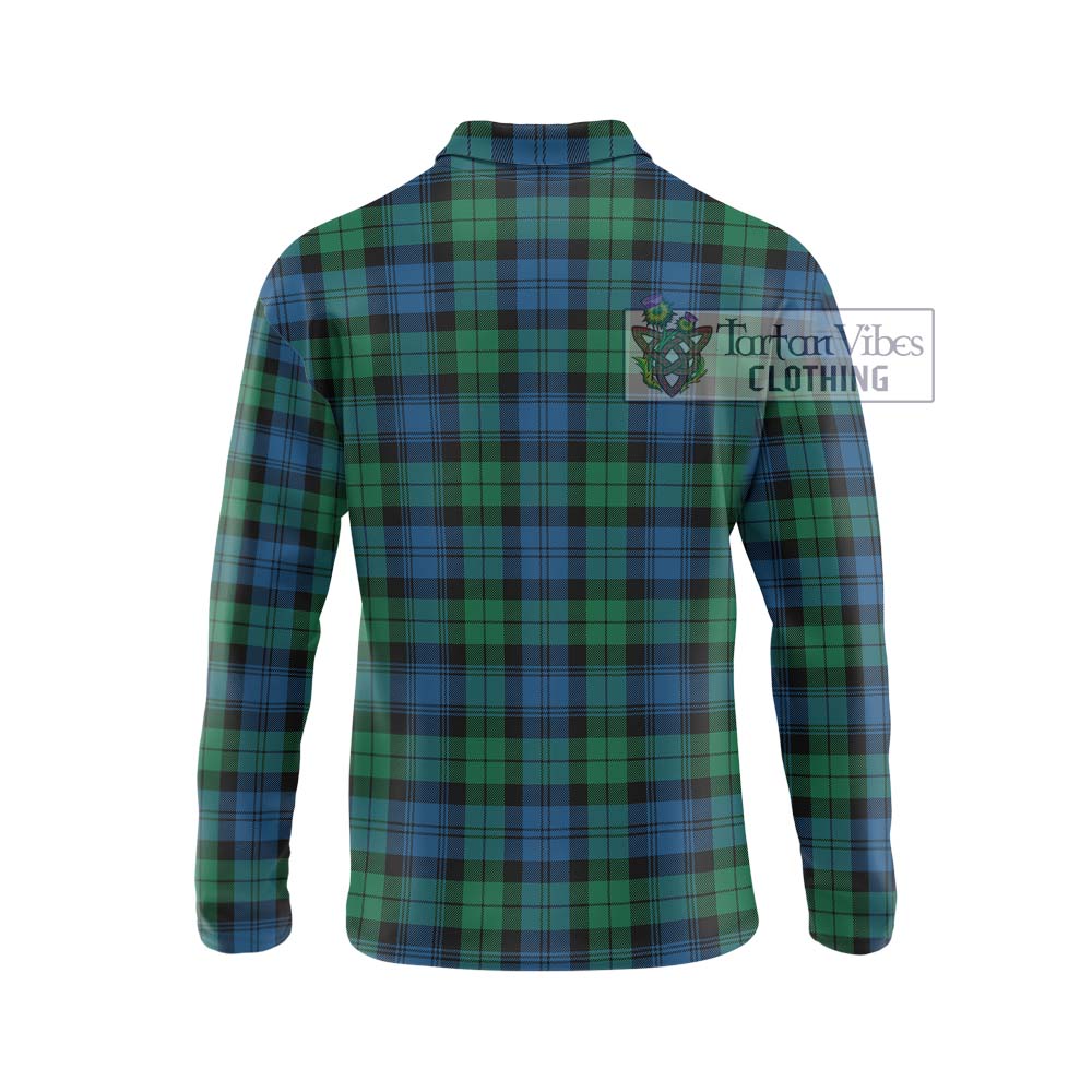 Black Watch Ancient Tartan Long Sleeve Polo Shirt with Family Crest DNA In Me Style - Tartanvibesclothing Shop