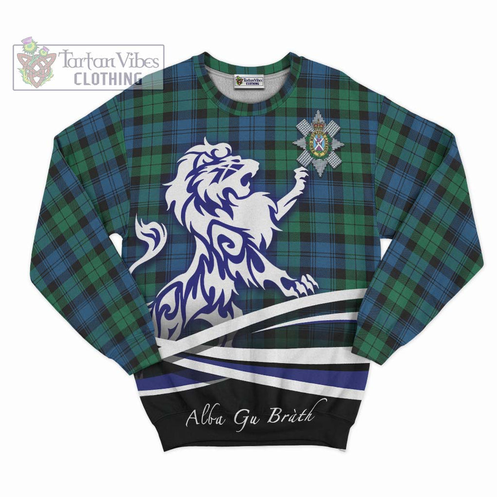 Black Watch Ancient Tartan Sweatshirt with Alba Gu Brath Regal Lion Emblem - Tartanvibesclothing Shop