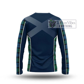 Black Watch Ancient Tartan Long Sleeve T-Shirt with Family Crest and Lion Rampant Vibes Sport Style