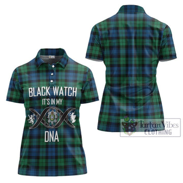 Black Watch Ancient Tartan Women's Polo Shirt with Family Crest DNA In Me Style