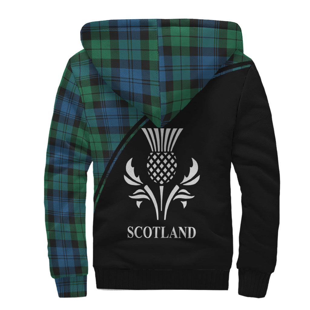 Black Watch Ancient Tartan Sherpa Hoodie with Family Crest Curve Style - Tartanvibesclothing