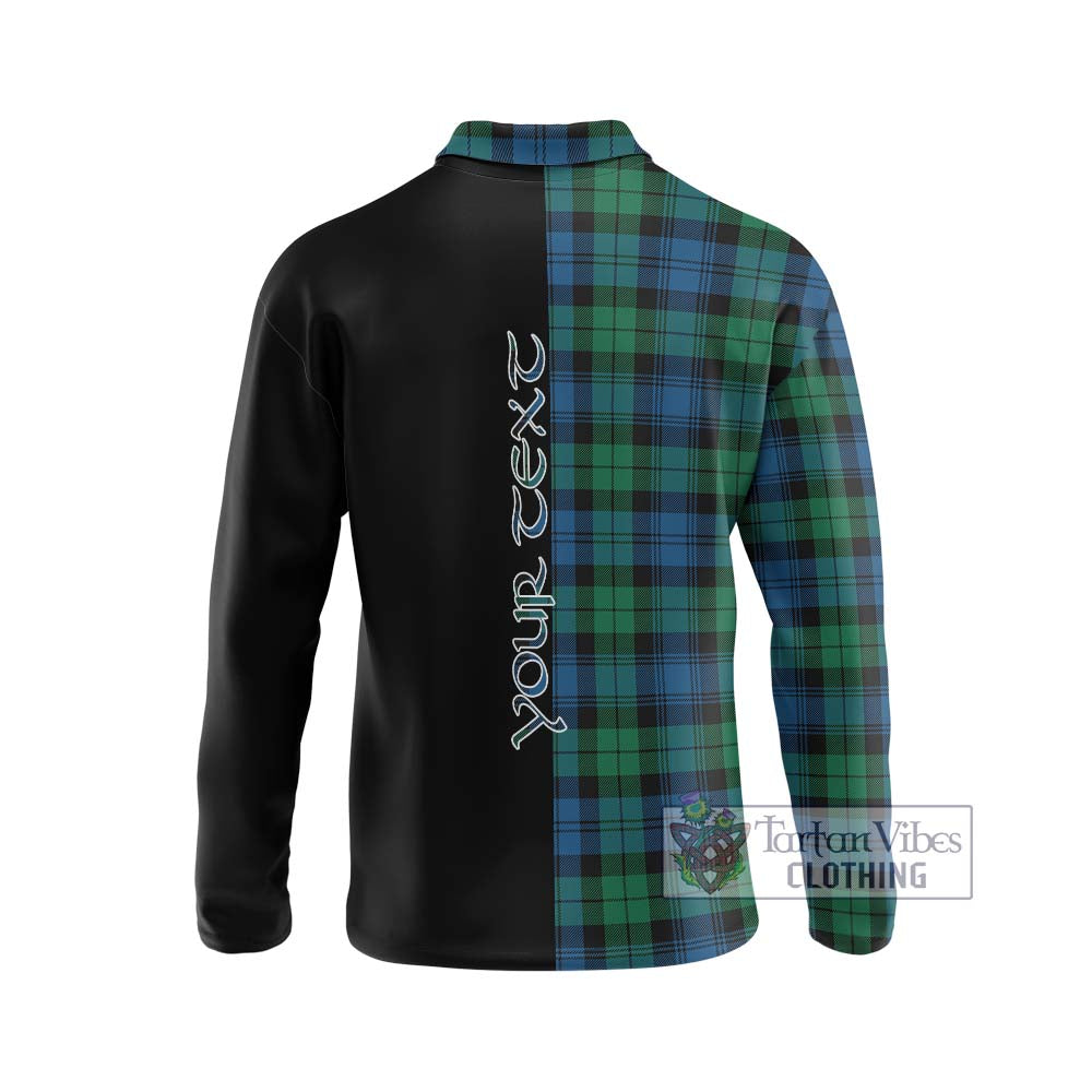 Black Watch Ancient Tartan Long Sleeve Polo Shirt with Family Crest and Half Of Me Style - Tartanvibesclothing Shop