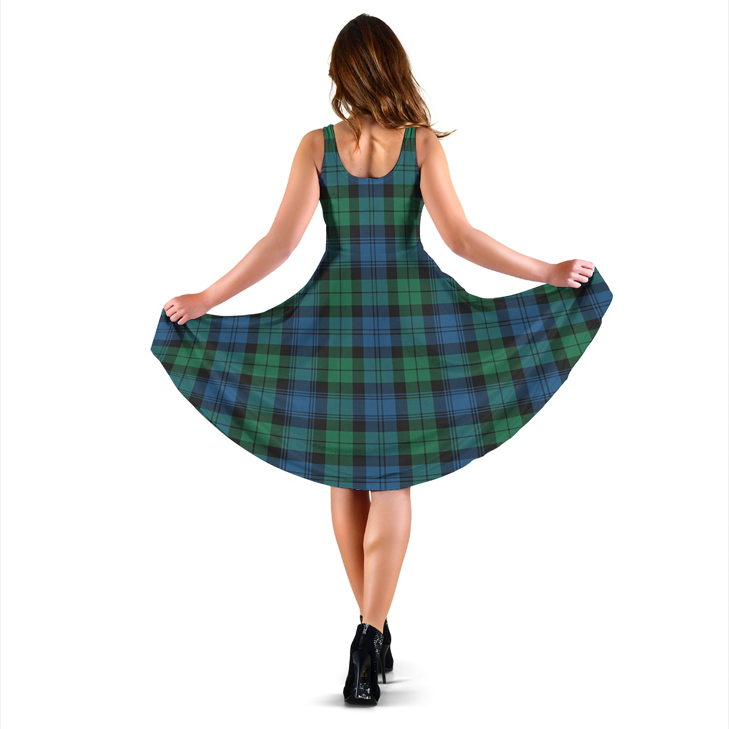 Black Watch Ancient Tartan Sleeveless Midi Womens Dress - Tartanvibesclothing