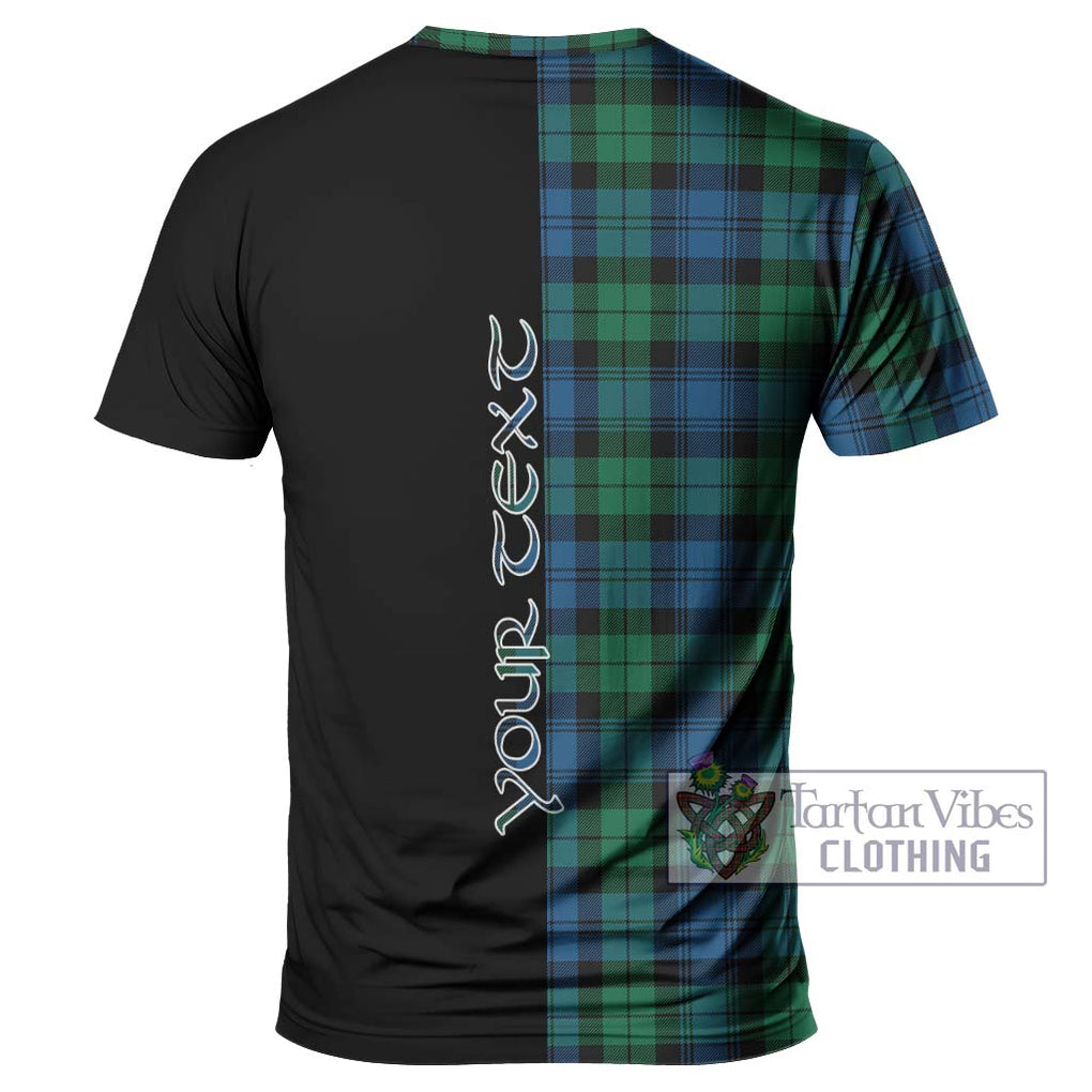 Black Watch Ancient Tartan T-Shirt with Family Crest and Half Of Me Style - Tartanvibesclothing Shop