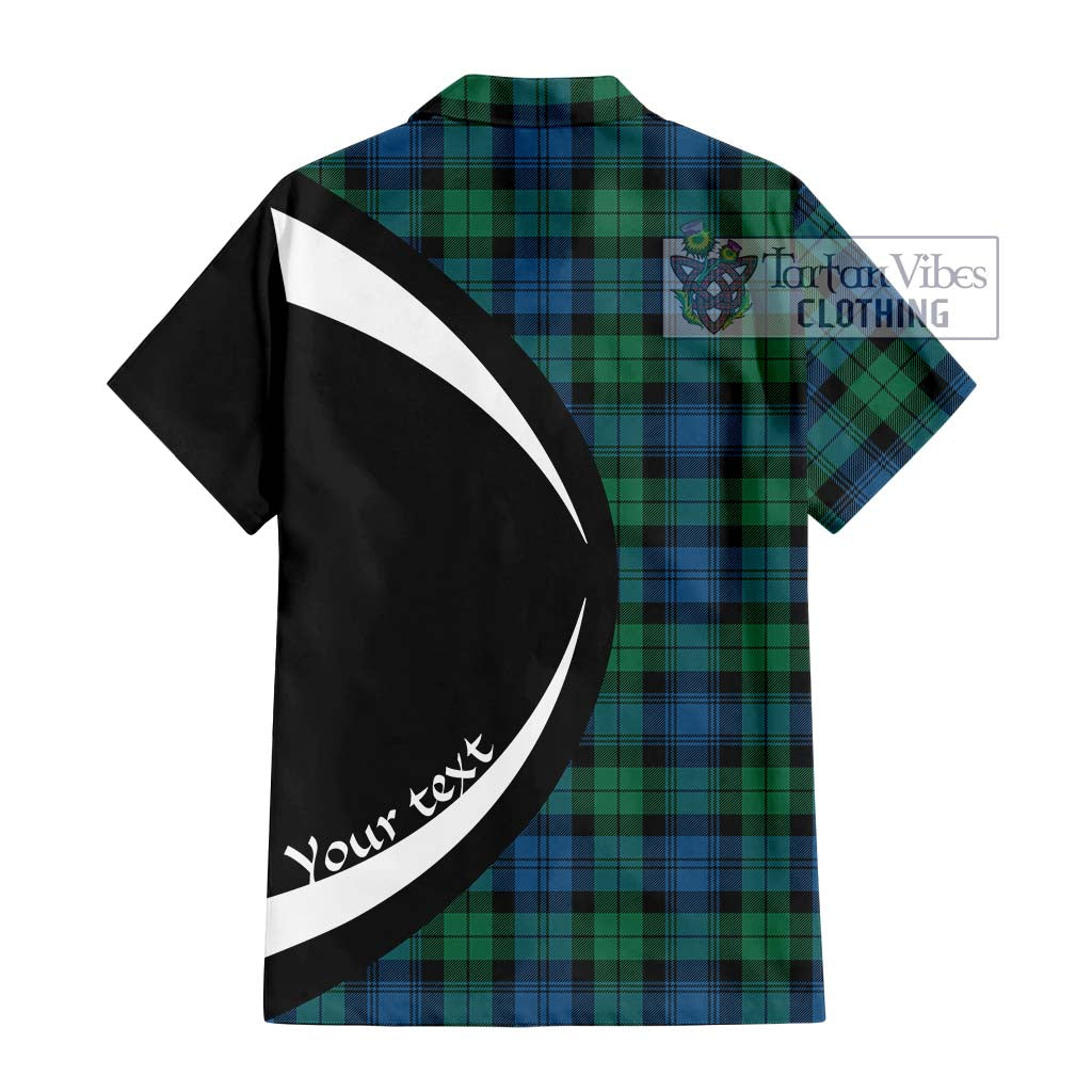 Black Watch Ancient Tartan Short Sleeve Button Up with Family Crest Circle Style - Tartan Vibes Clothing