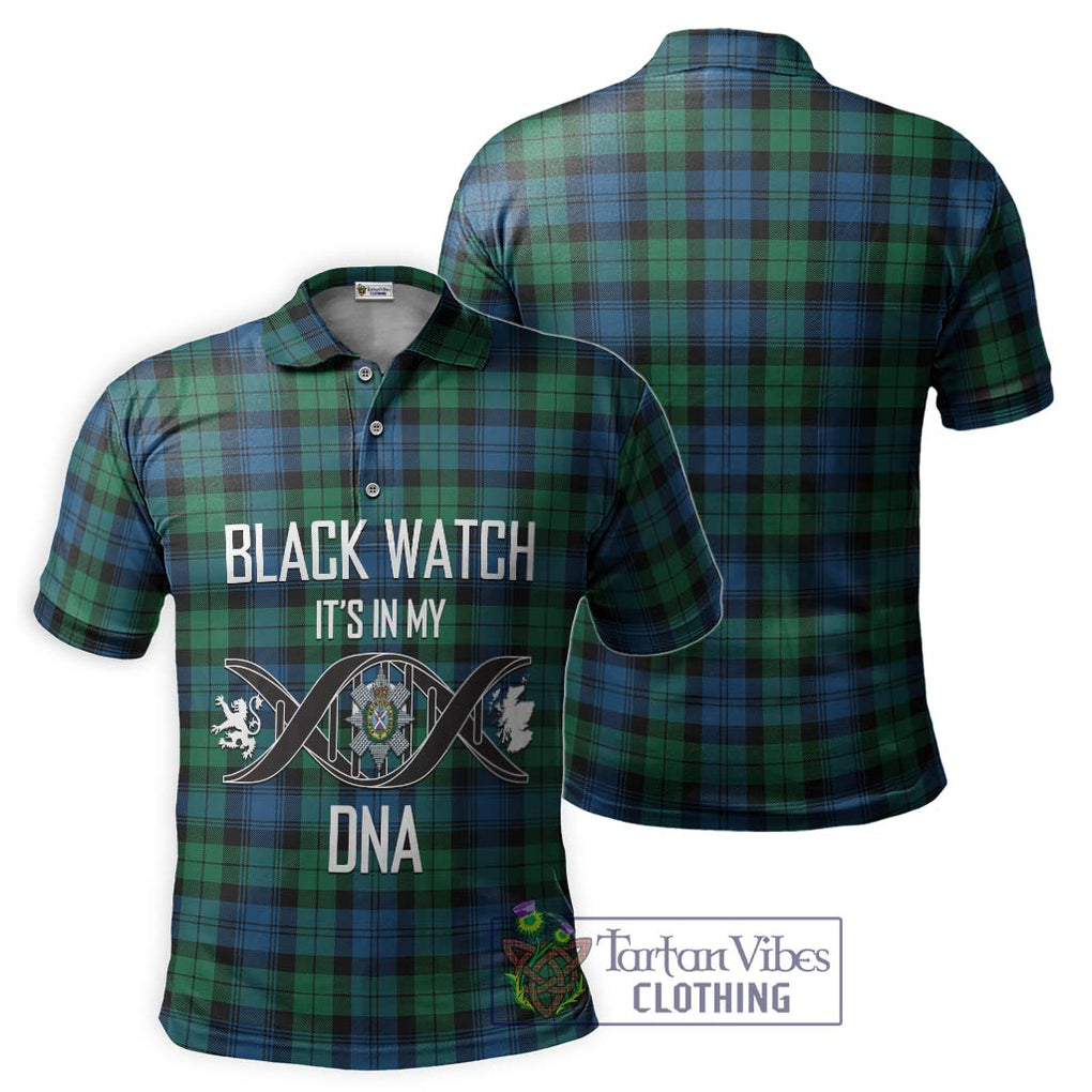 Black Watch Ancient Tartan Polo Shirt with Family Crest DNA In Me Style - Tartanvibesclothing Shop