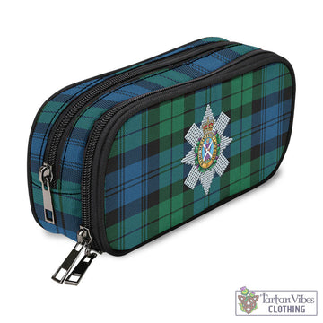 Black Watch Ancient Tartan Pen and Pencil Case with Family Crest