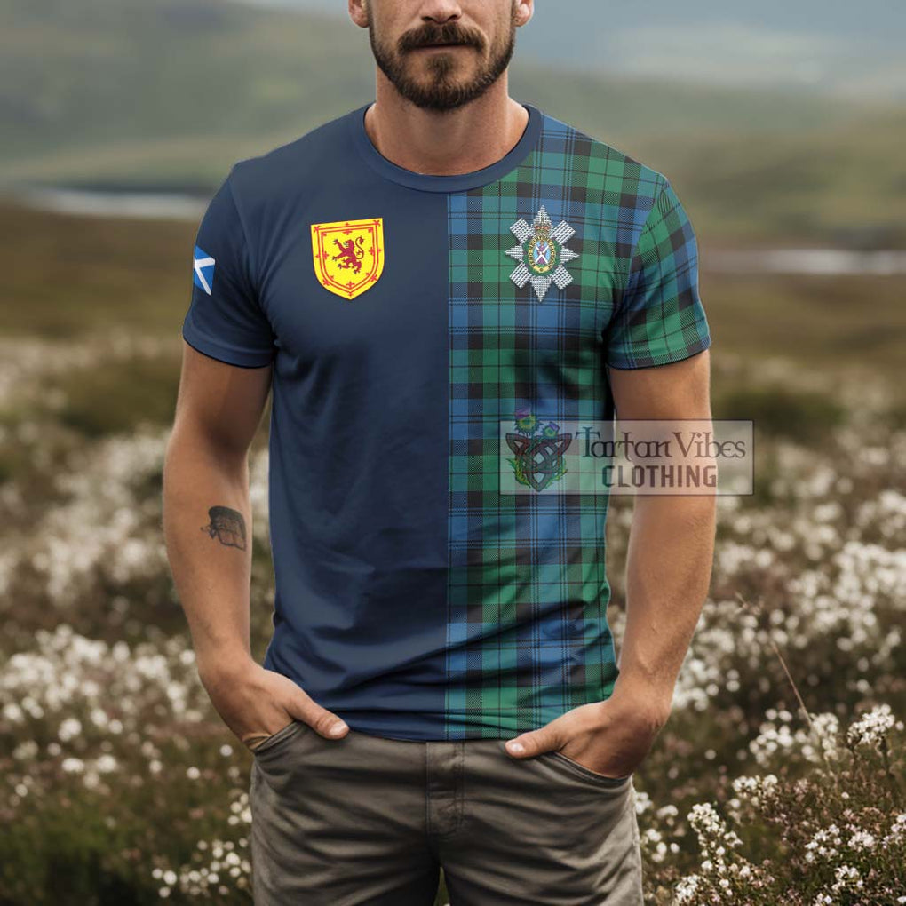 Tartan Vibes Clothing Black Watch Ancient Tartan T-Shirt Alba with Scottish Lion Royal Arm Half Style