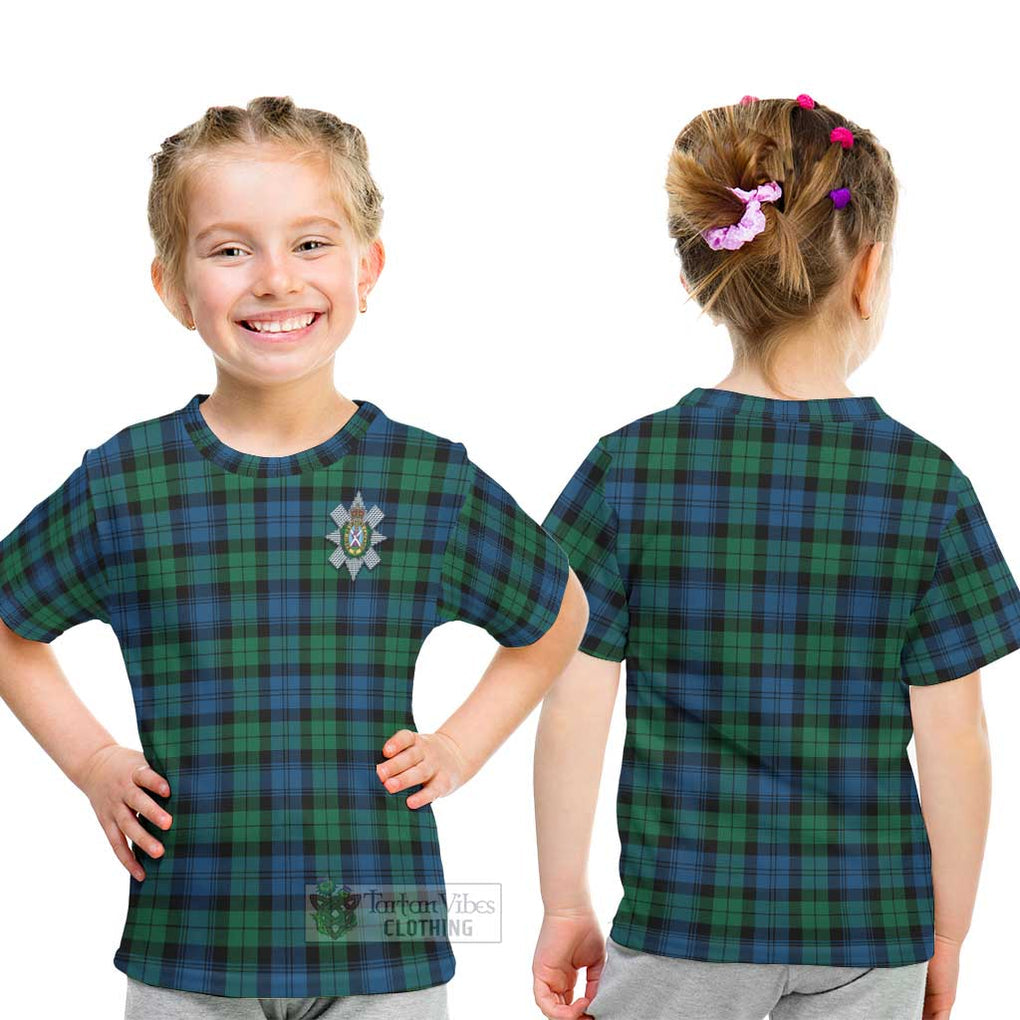 Black Watch Ancient Tartan Kid T-Shirt with Family Crest - Tartanvibesclothing Shop