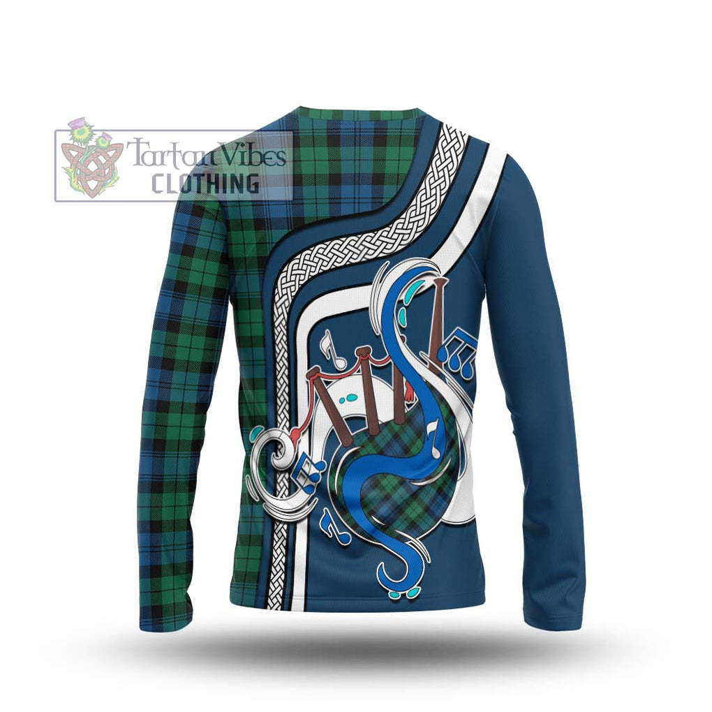 Tartan Vibes Clothing Black Watch Ancient Tartan Long Sleeve T-Shirt with Epic Bagpipe Style