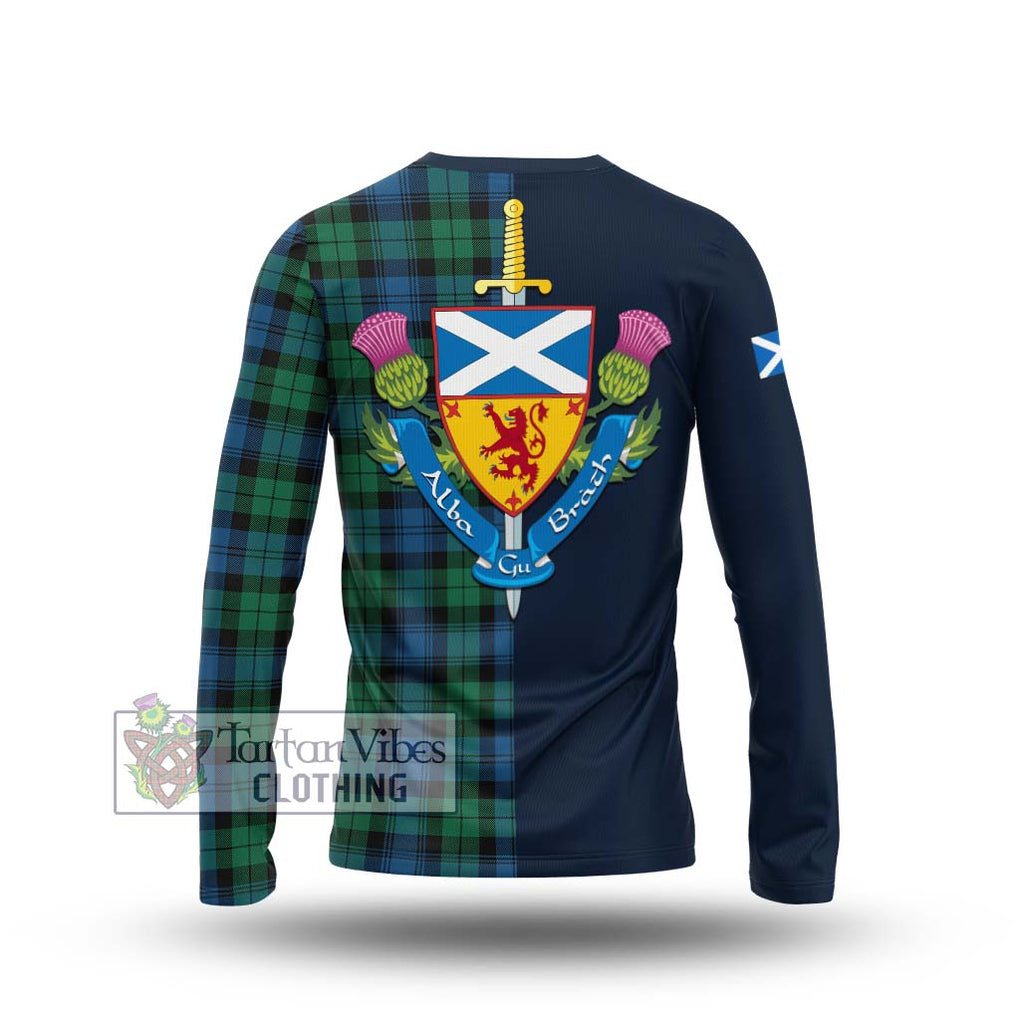 Tartan Vibes Clothing Black Watch Ancient Tartan Long Sleeve T-Shirt with Scottish Lion Royal Arm Half Style