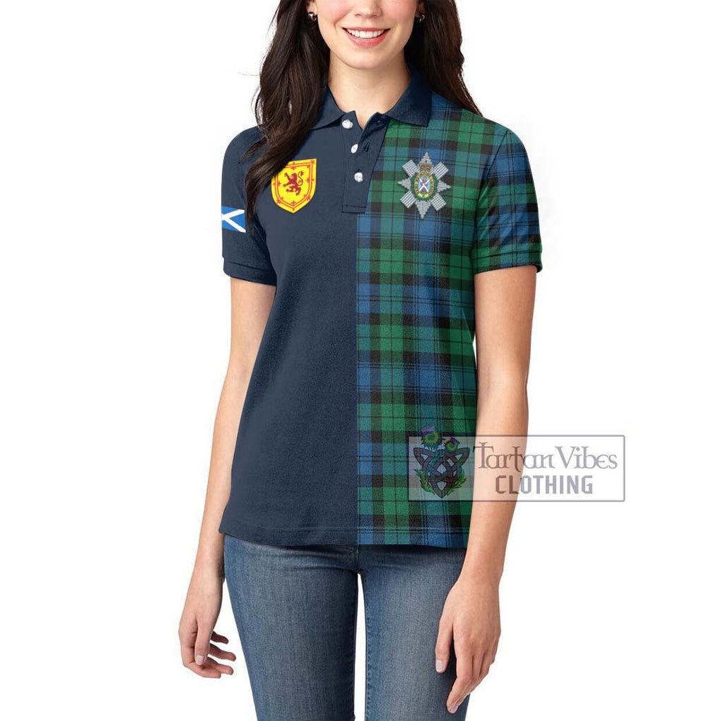 Tartan Vibes Clothing Black Watch Ancient Tartan Women's Polo Shirt with Scottish Lion Royal Arm Half Style