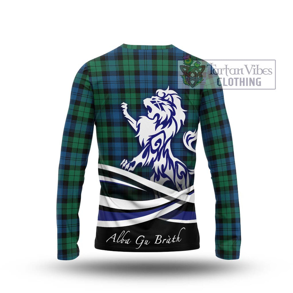 Black Watch Ancient Tartan Long Sleeve T-Shirt with Alba Gu Brath Regal Lion Emblem - Tartanvibesclothing Shop