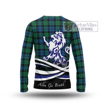 Black Watch Ancient Tartan Long Sleeve T-Shirt with Alba Gu Brath Regal Lion Emblem