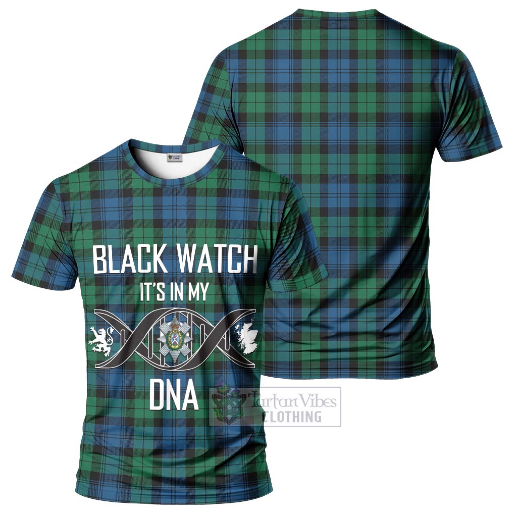 Black Watch Ancient Tartan T-Shirt with Family Crest DNA In Me Style - Tartan Vibes Clothing