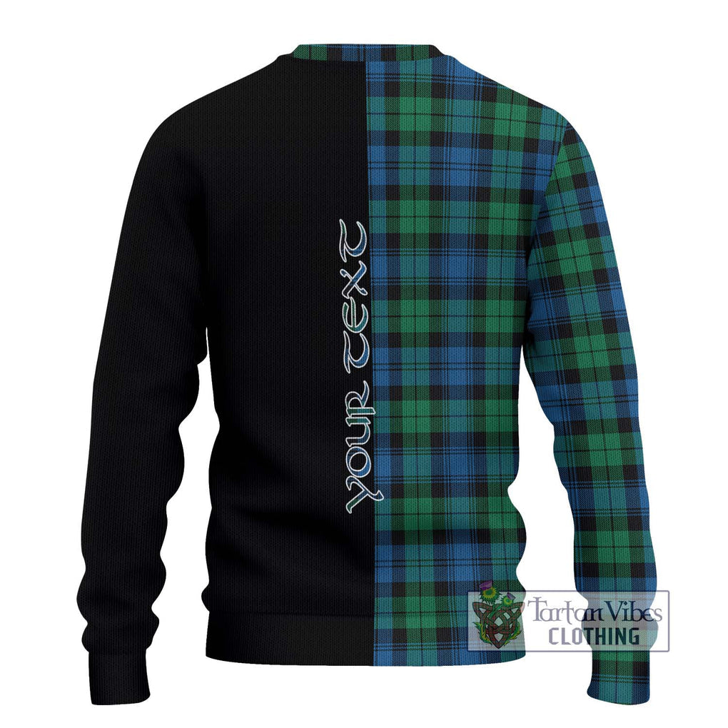 Black Watch Ancient Tartan Knitted Sweater with Family Crest and Half Of Me Style - Tartanvibesclothing Shop