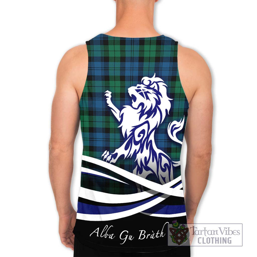 Black Watch Ancient Tartan Men's Tank Top with Alba Gu Brath Regal Lion Emblem - Tartanvibesclothing Shop