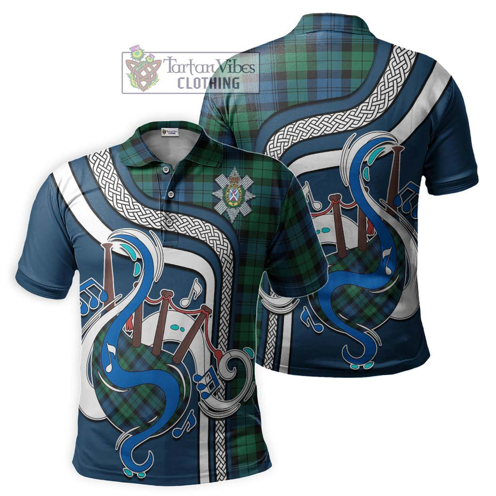 Tartan Vibes Clothing Black Watch Ancient Tartan Polo Shirt with Epic Bagpipe Style