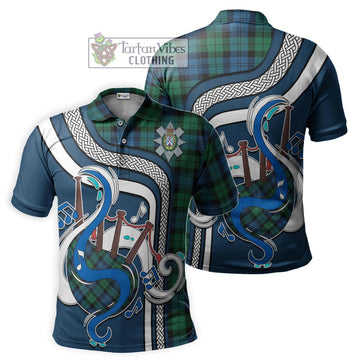 Black Watch Ancient Tartan Polo Shirt with Epic Bagpipe Style