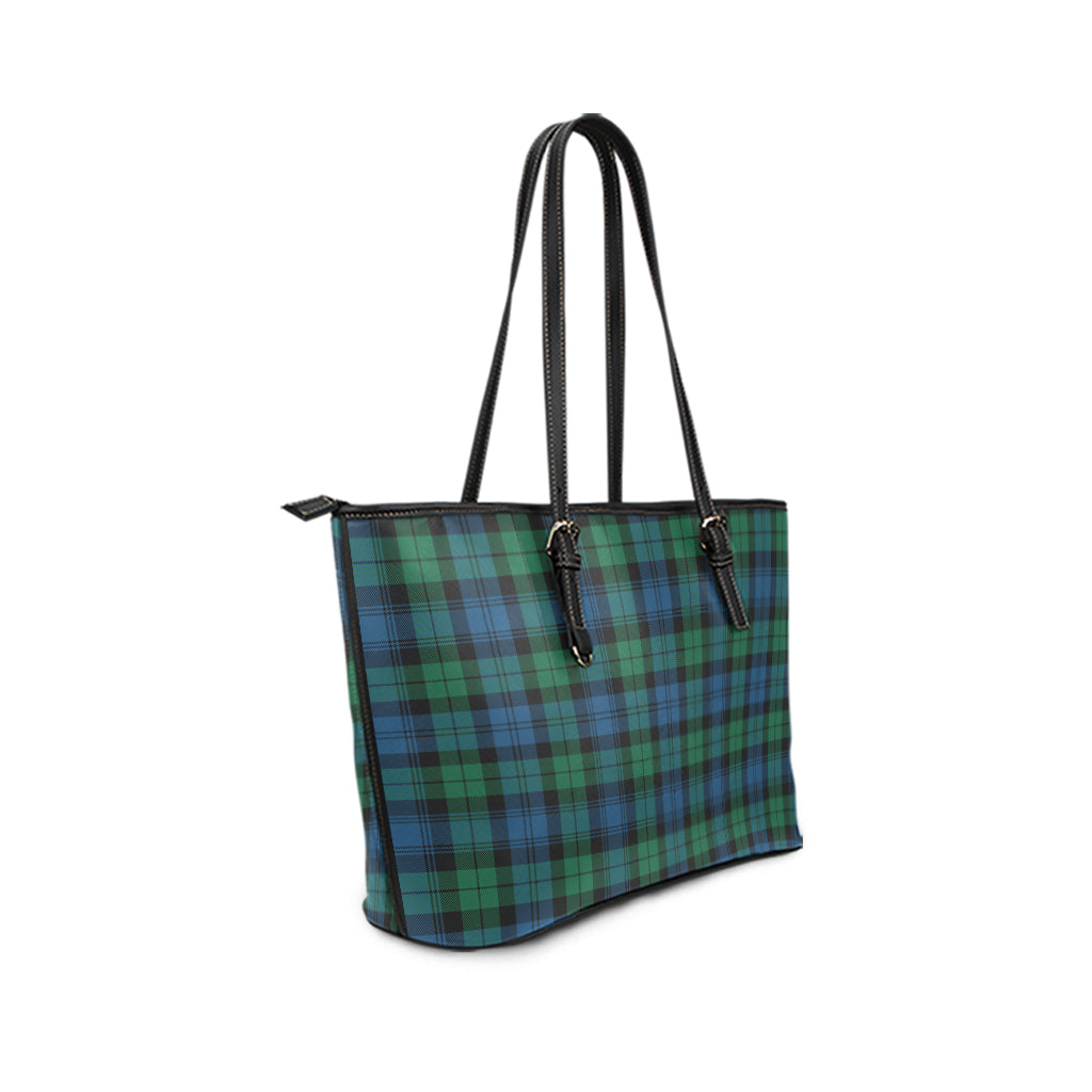 Black Watch Ancient Tartan Leather Tote Bag - Tartanvibesclothing