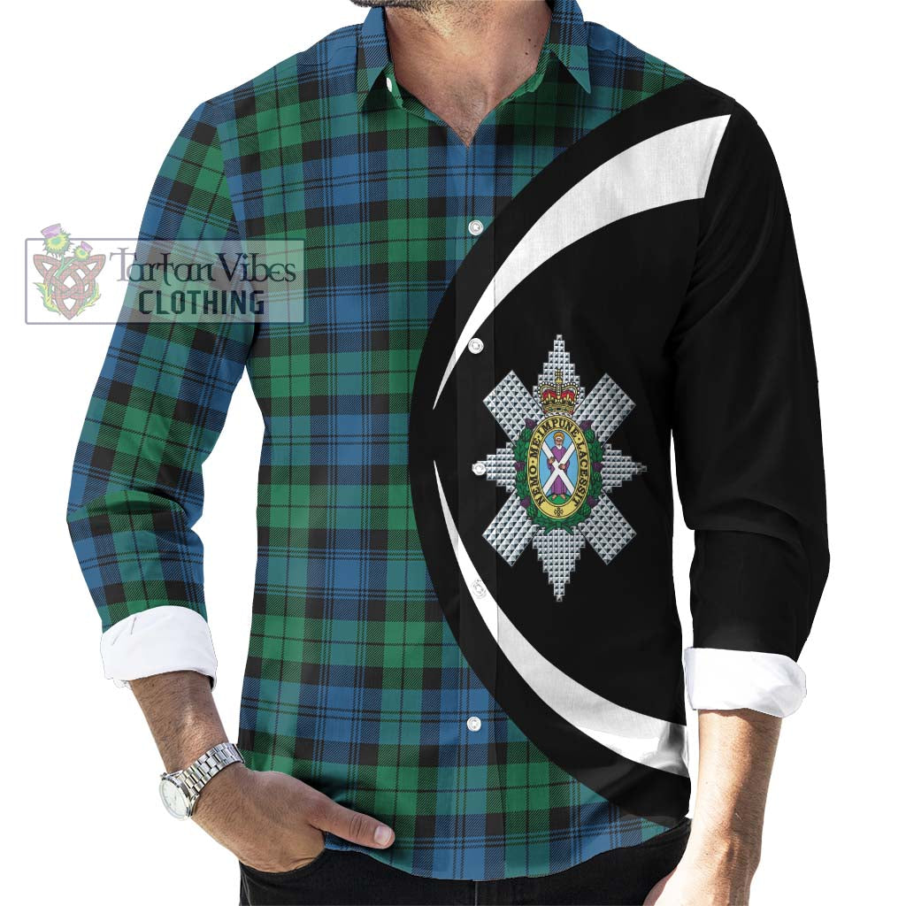 Black Watch Ancient Tartan Long Sleeve Button Up with Family Crest Circle Style - Tartan Vibes Clothing