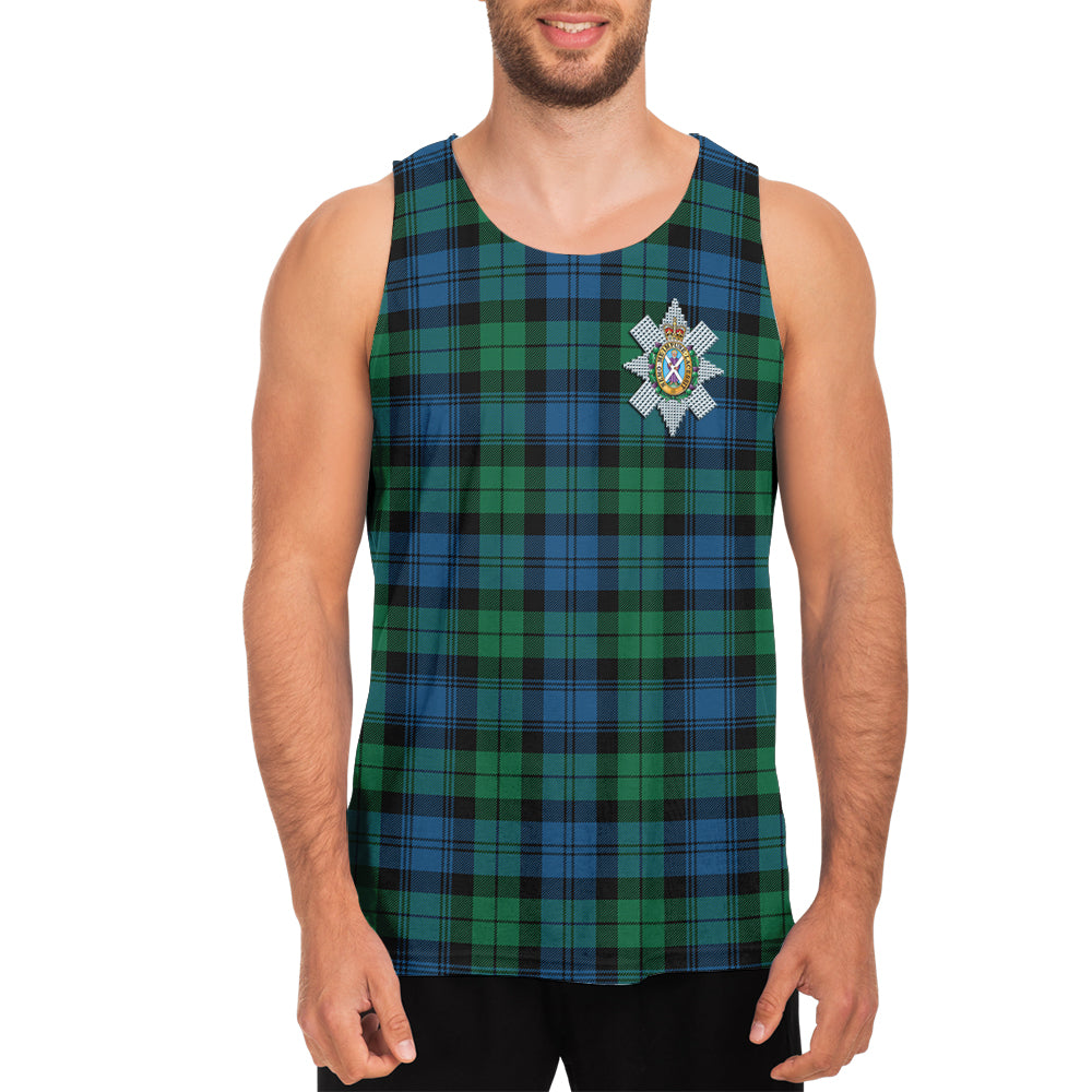 Black Watch Ancient Tartan Mens Tank Top with Family Crest - Tartanvibesclothing