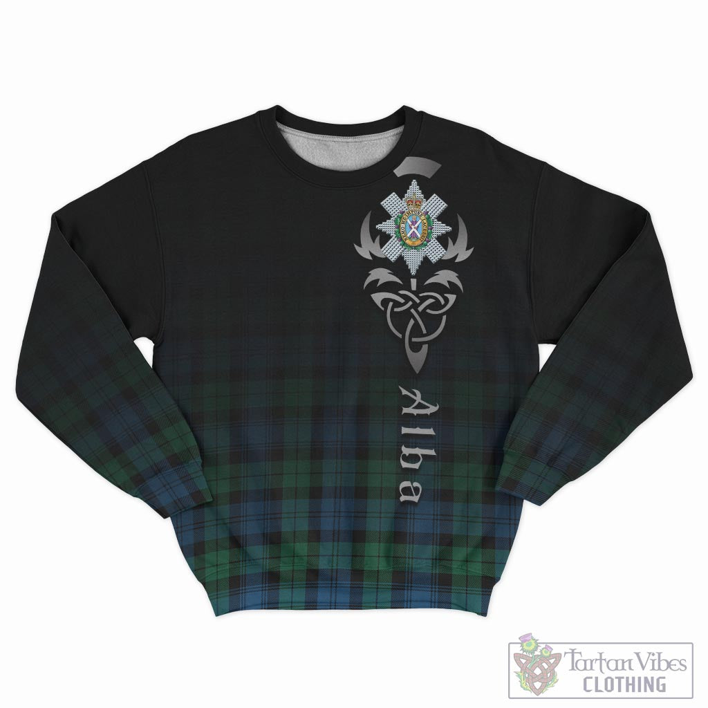 Tartan Vibes Clothing Black Watch Ancient Tartan Sweatshirt Featuring Alba Gu Brath Family Crest Celtic Inspired