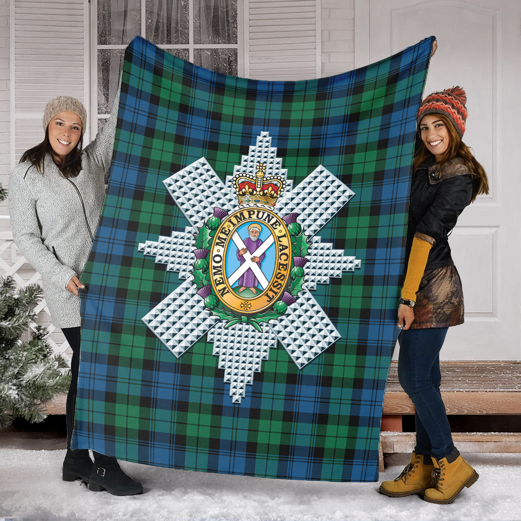 Black Watch Ancient Tartan Blanket with Family Crest - Tartanvibesclothing