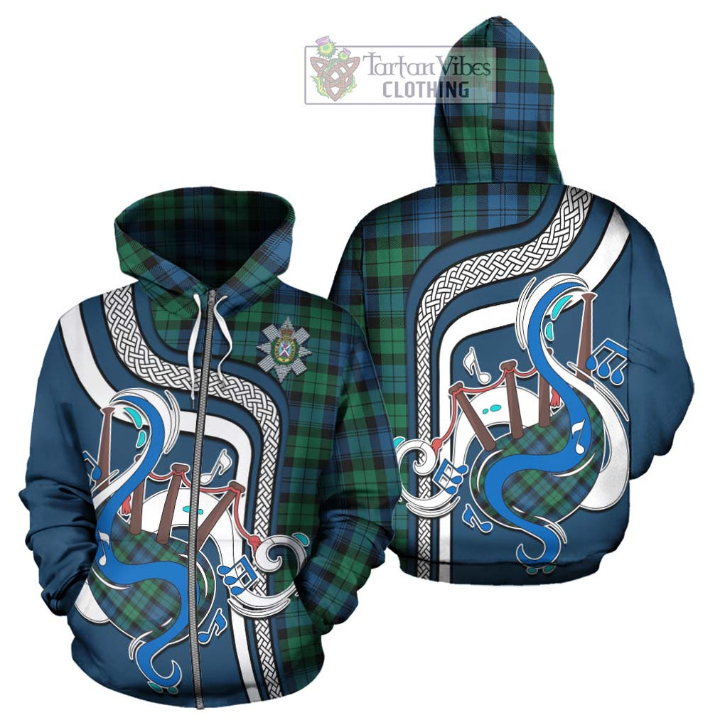 Black Watch Ancient Tartan Hoodie with Epic Bagpipe Style - Tartanvibesclothing Shop