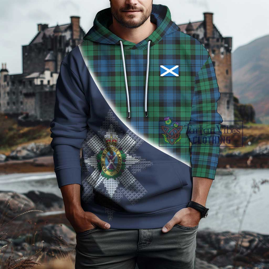 Black Watch Ancient Tartan Hoodie with Personalised National Flag and Family Crest Half Style - Tartanvibesclothing Shop