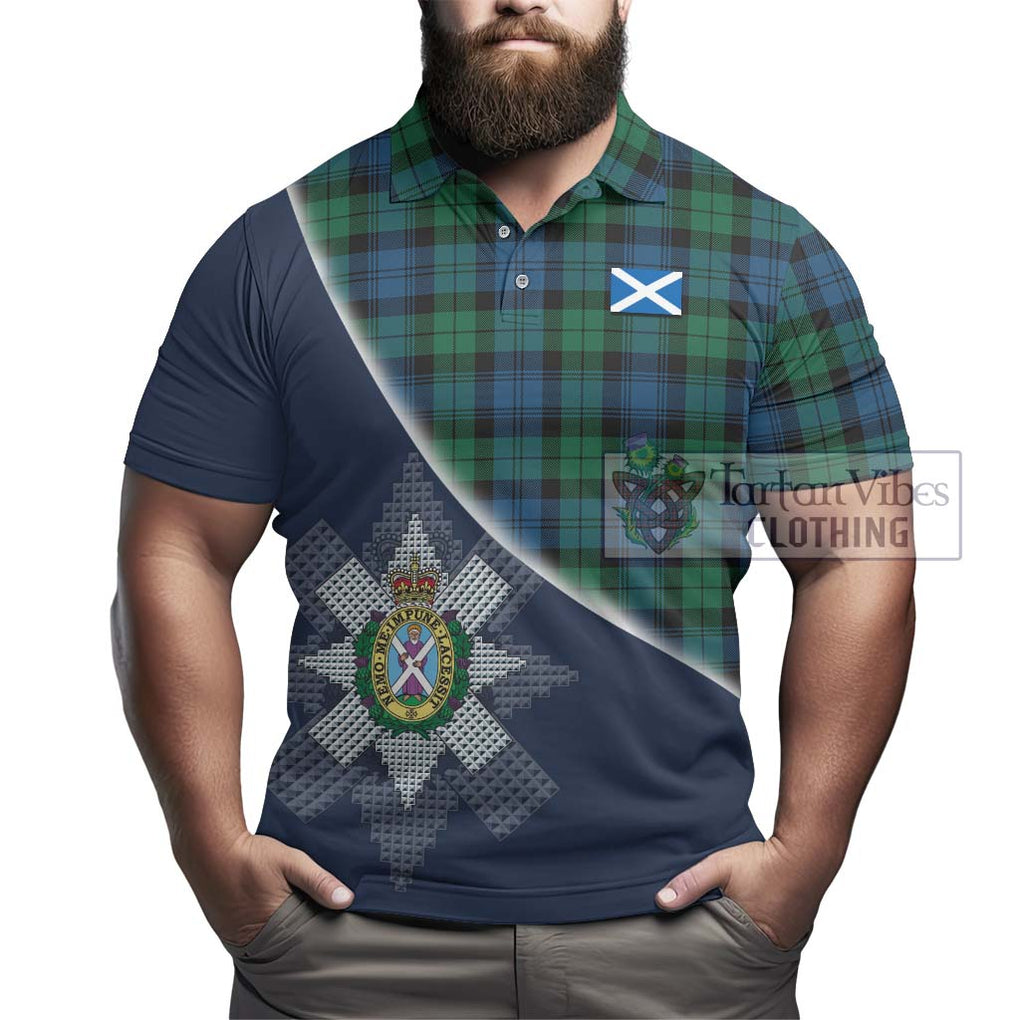 Black Watch Ancient Tartan Polo Shirt with Personalised National Flag and Family Crest Half Style - Tartanvibesclothing Shop