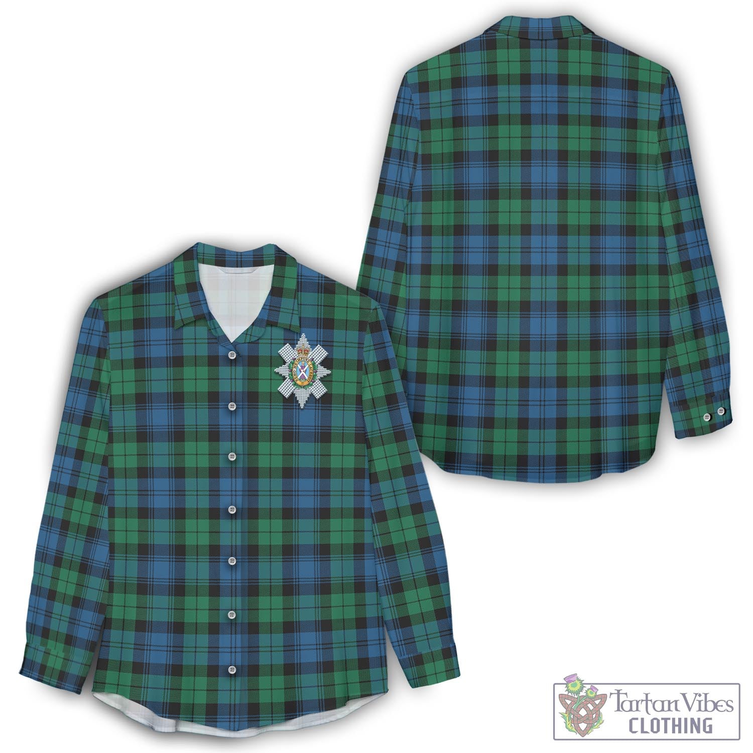 Tartan Vibes Clothing Black Watch Ancient Tartan Womens Casual Shirt with Family Crest