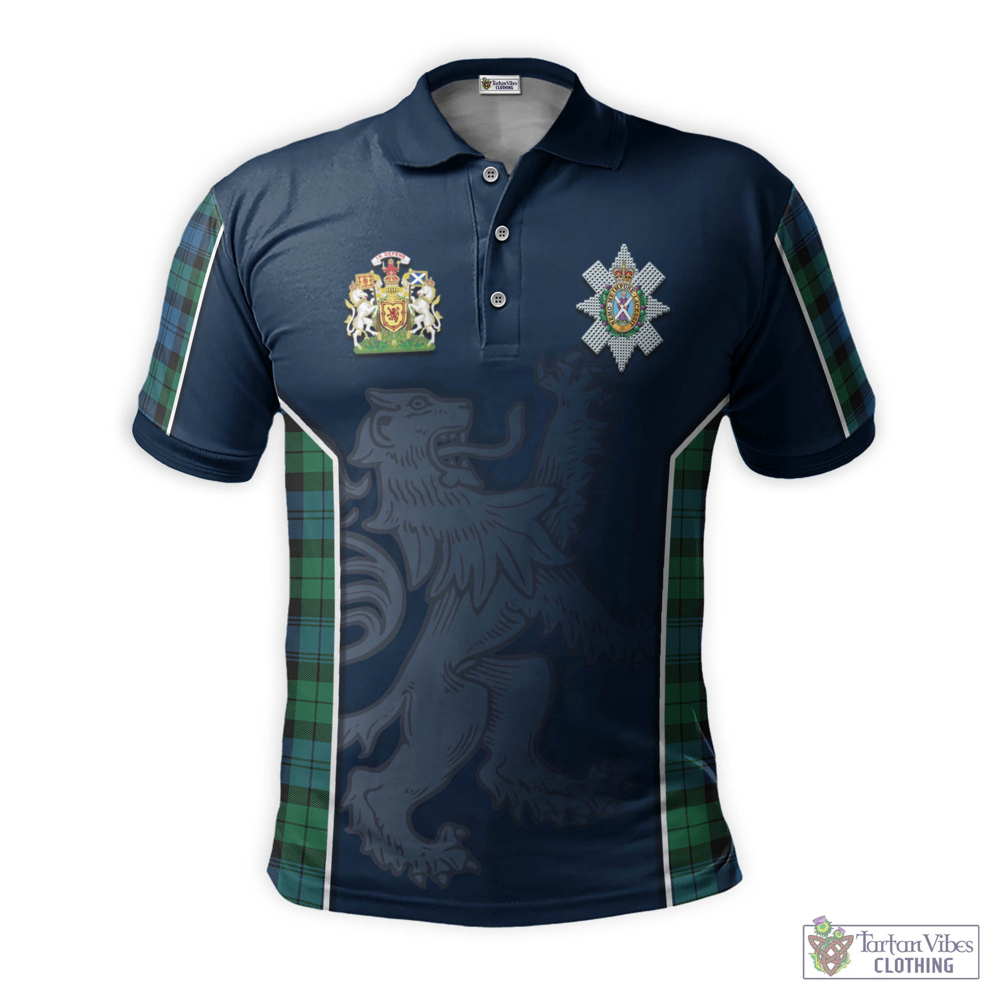 Tartan Vibes Clothing Black Watch Ancient Tartan Men's Polo Shirt with Family Crest and Lion Rampant Vibes Sport Style