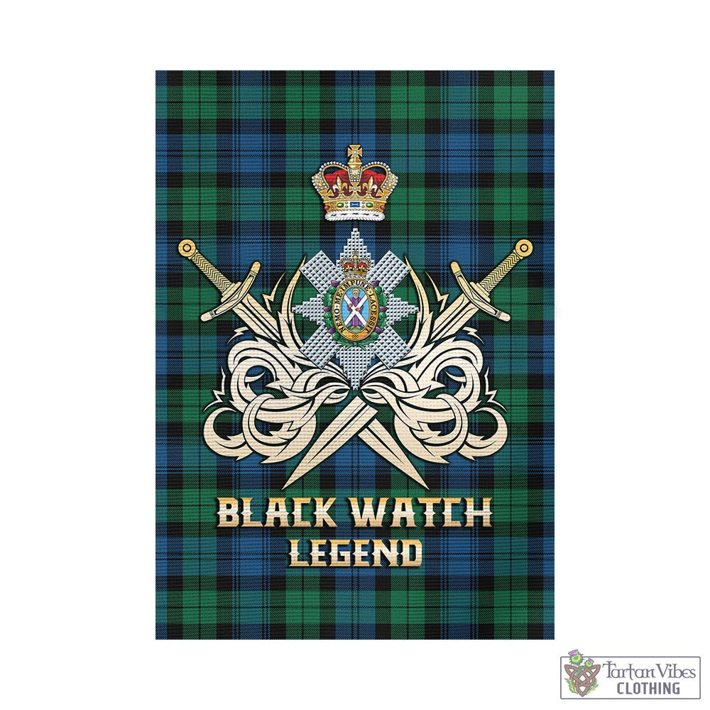 Tartan Vibes Clothing Black Watch Ancient Tartan Flag with Clan Crest and the Golden Sword of Courageous Legacy