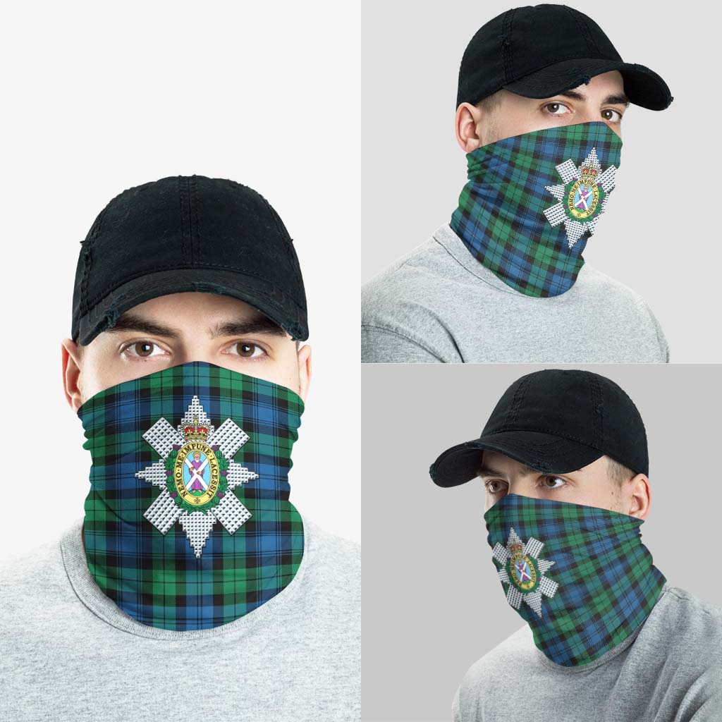 Black Watch Ancient Tartan Neck Gaiters, Tartan Bandanas, Tartan Head Band with Family Crest