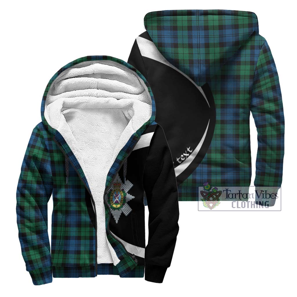 Black Watch Ancient Tartan Sherpa Hoodie with Family Crest Circle Style Unisex - Tartan Vibes Clothing