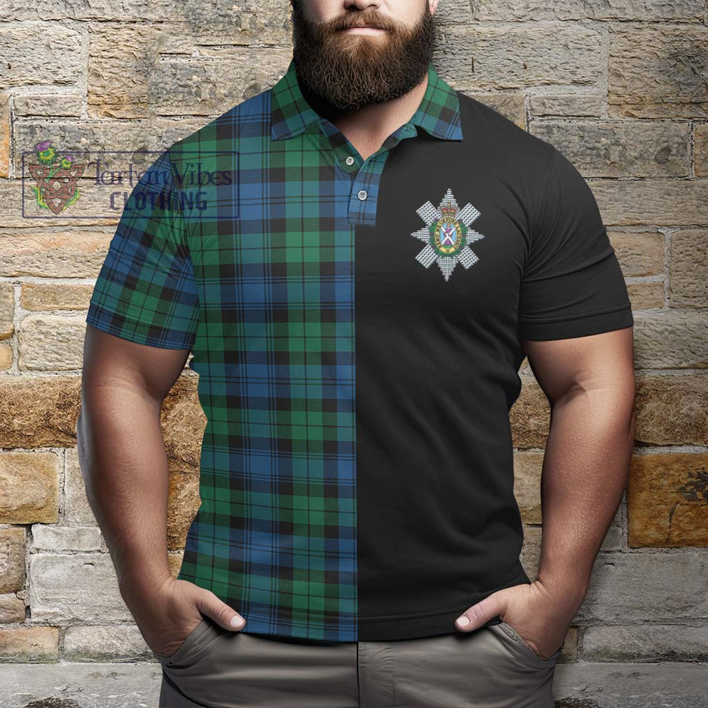 Black Watch Ancient Tartan Polo Shirt with Family Crest and Half Of Me Style - Tartanvibesclothing Shop